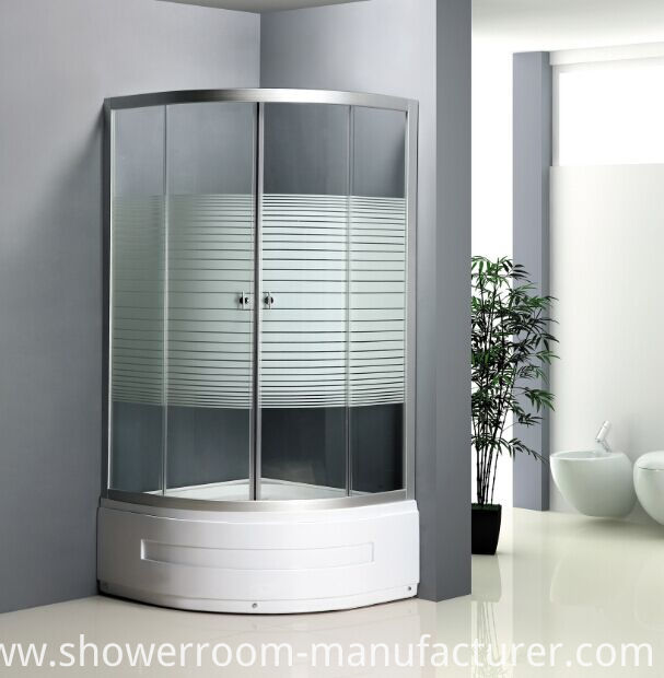 High Tray 45cm Stripe Glass Shower Cubicle (ADL-8035B)